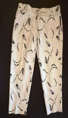 Vintage Prada Botanical Print Stretch Cotton Cropped Pants IT 42 Made in Italy